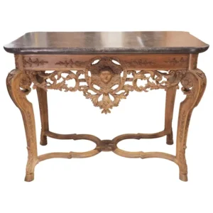 Pickery Antique Mall Carved Oak and Bluestone Regence Style Console from Flanders, Circa